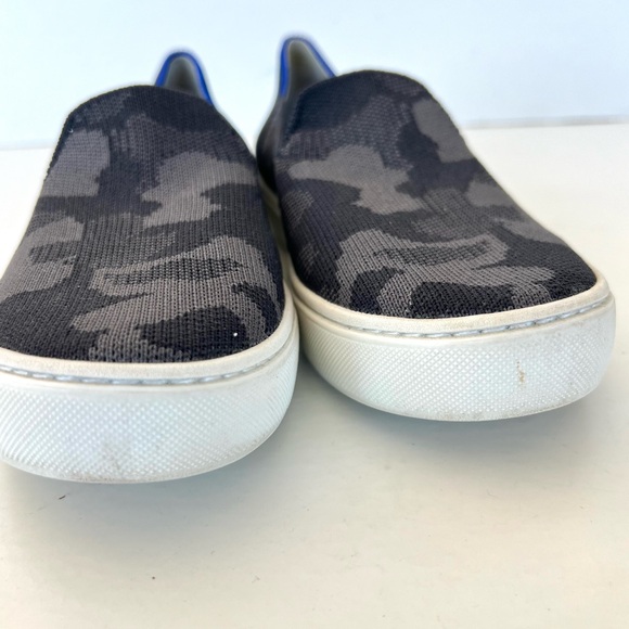 ROTHY’S The Original Slip On Grey Camouflage Blue Trim Comfy Sneakers Sz 6 - Picture 14 of 16
